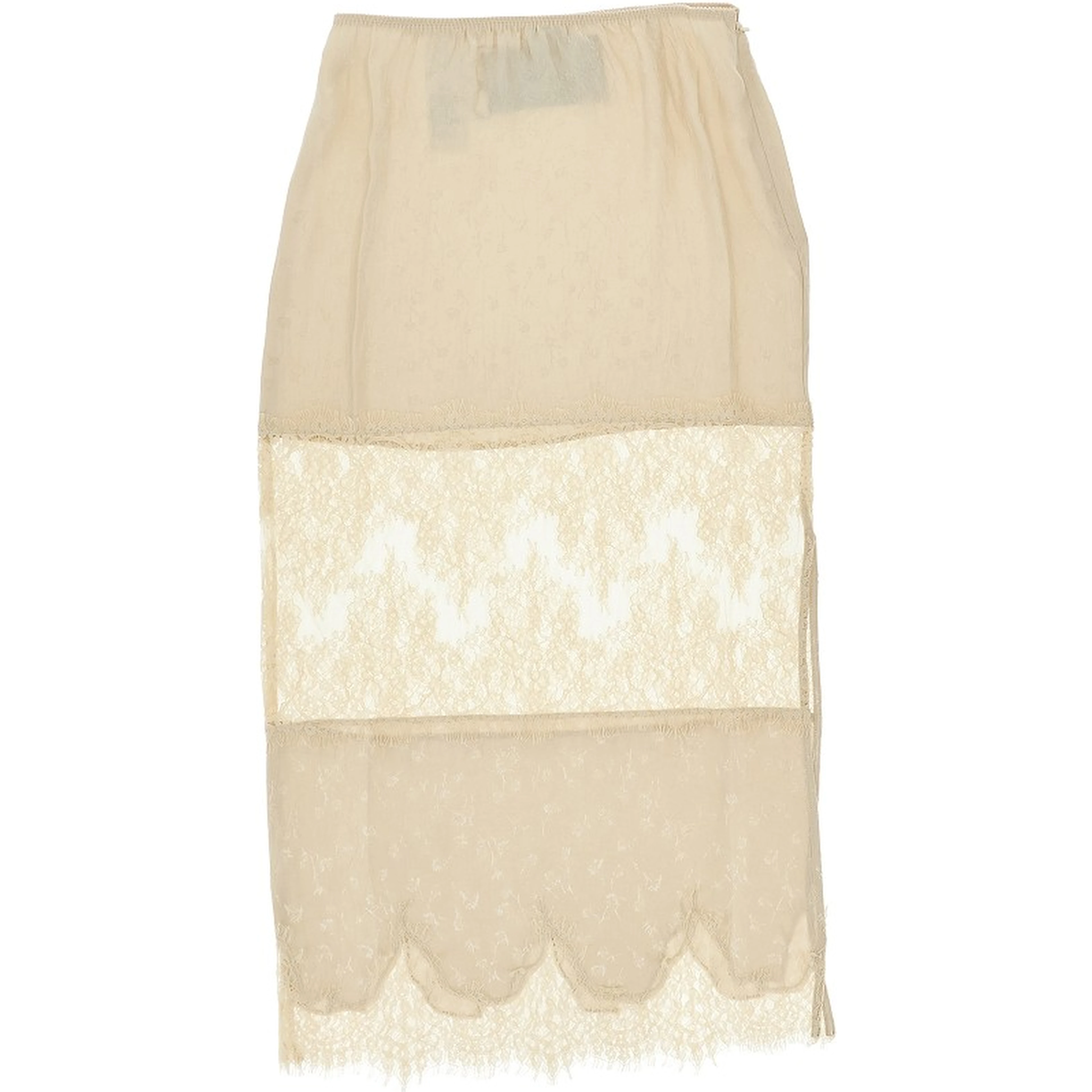 Jacquard and lace midi skirt