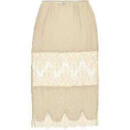 Jacquard and lace midi skirt