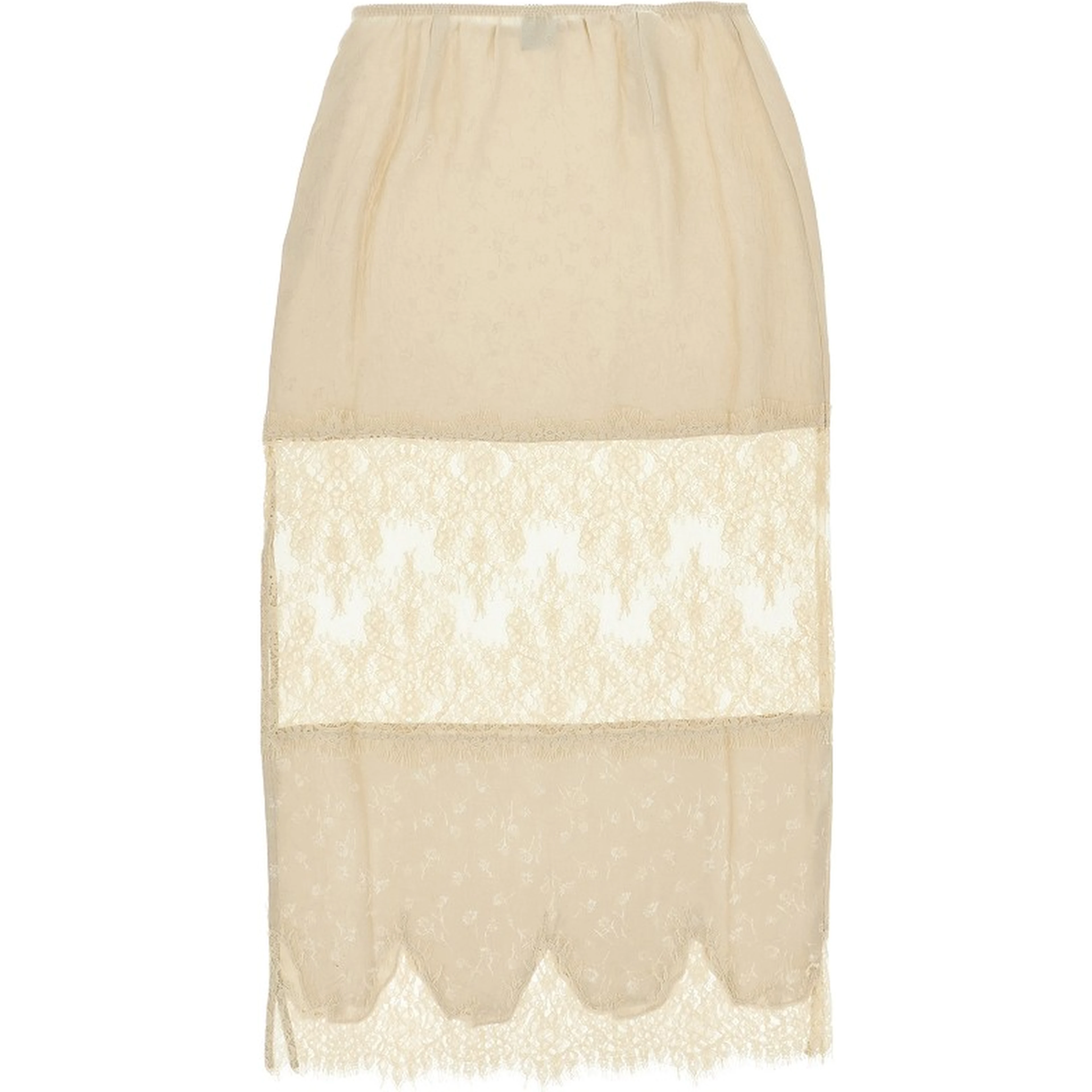 Jacquard and lace midi skirt