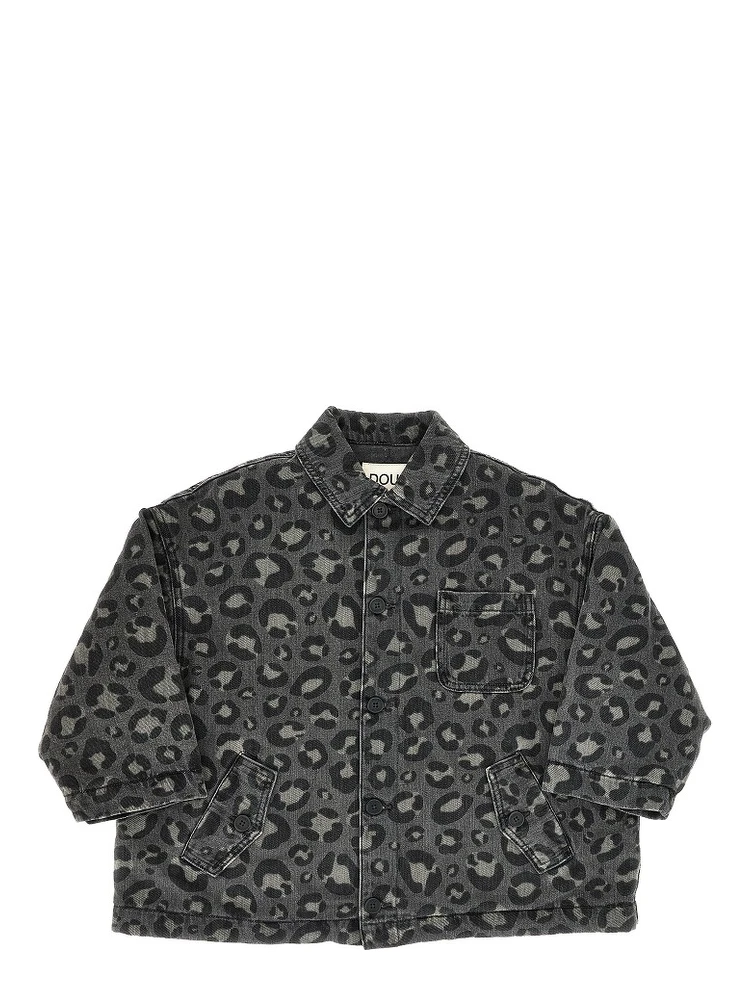 Quilted denim jacket with print