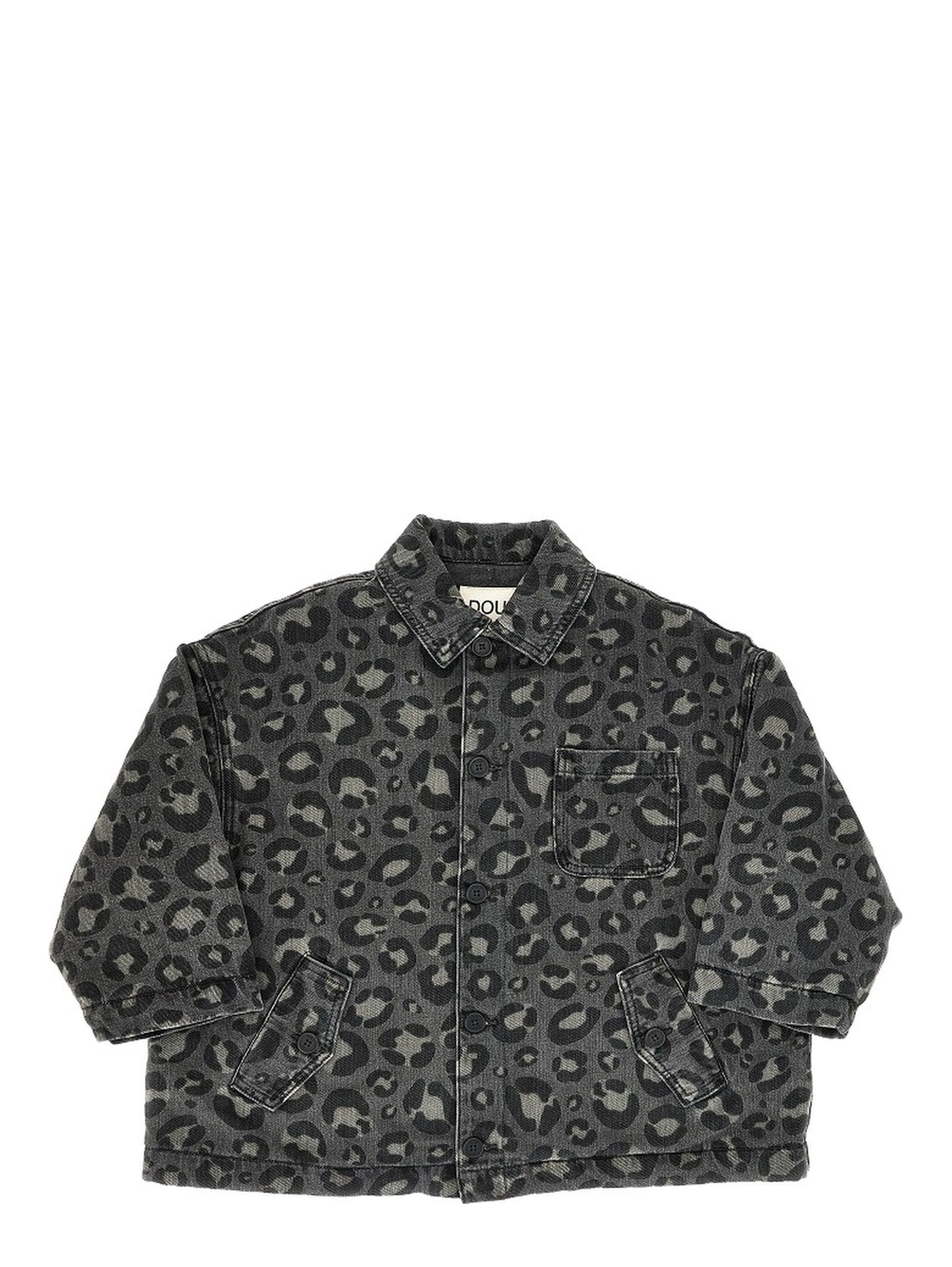 Quilted denim jacket with print