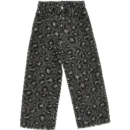 Denim pants with spotted print