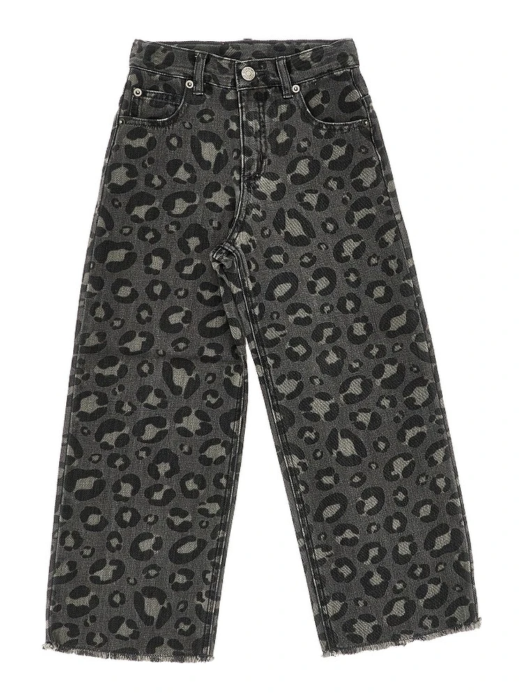 Denim pants with spotted print