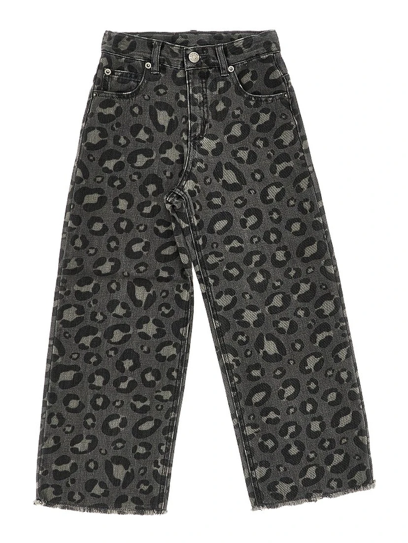 Denim pants with spotted print