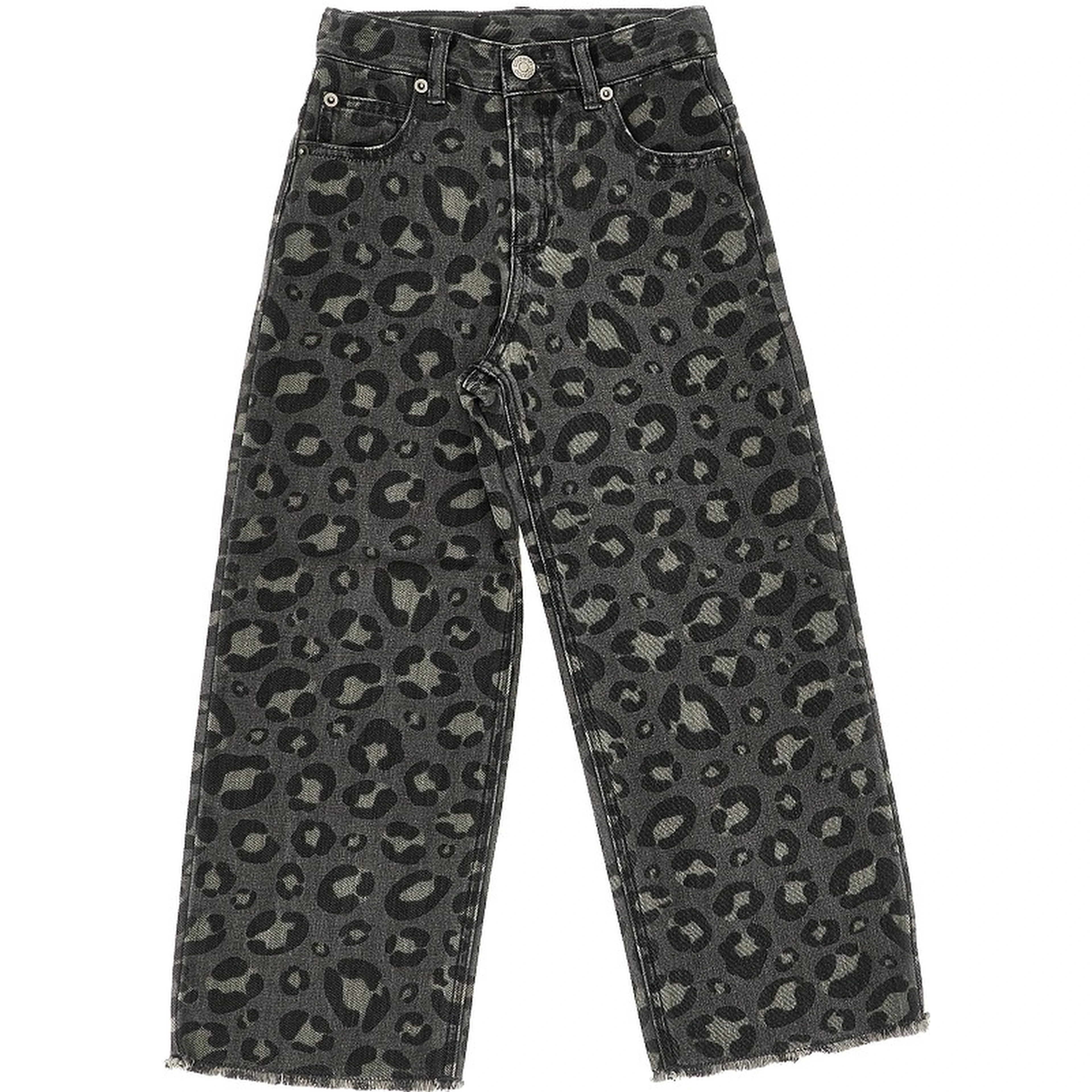 Denim pants with spotted print