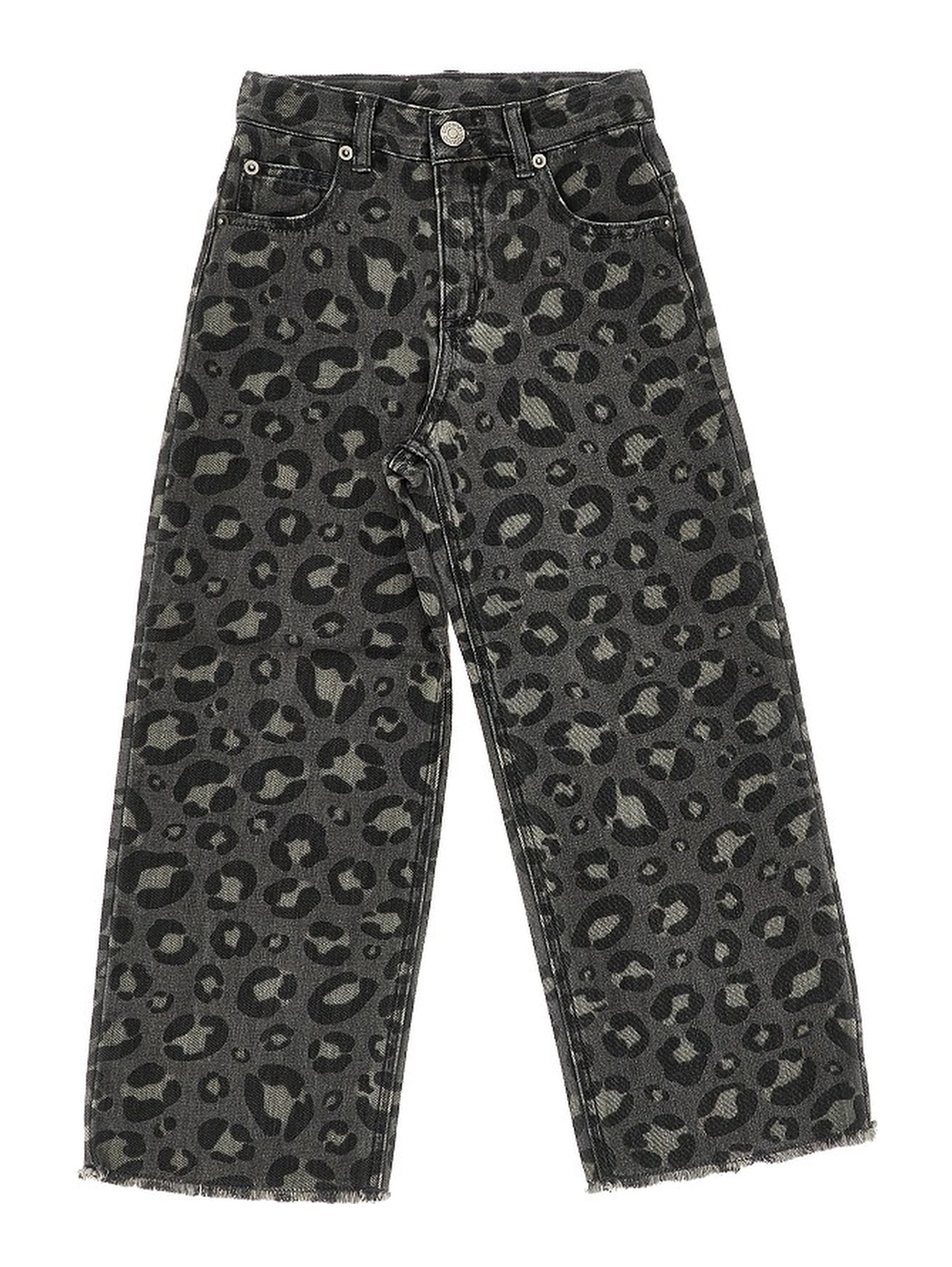 Denim pants with spotted print