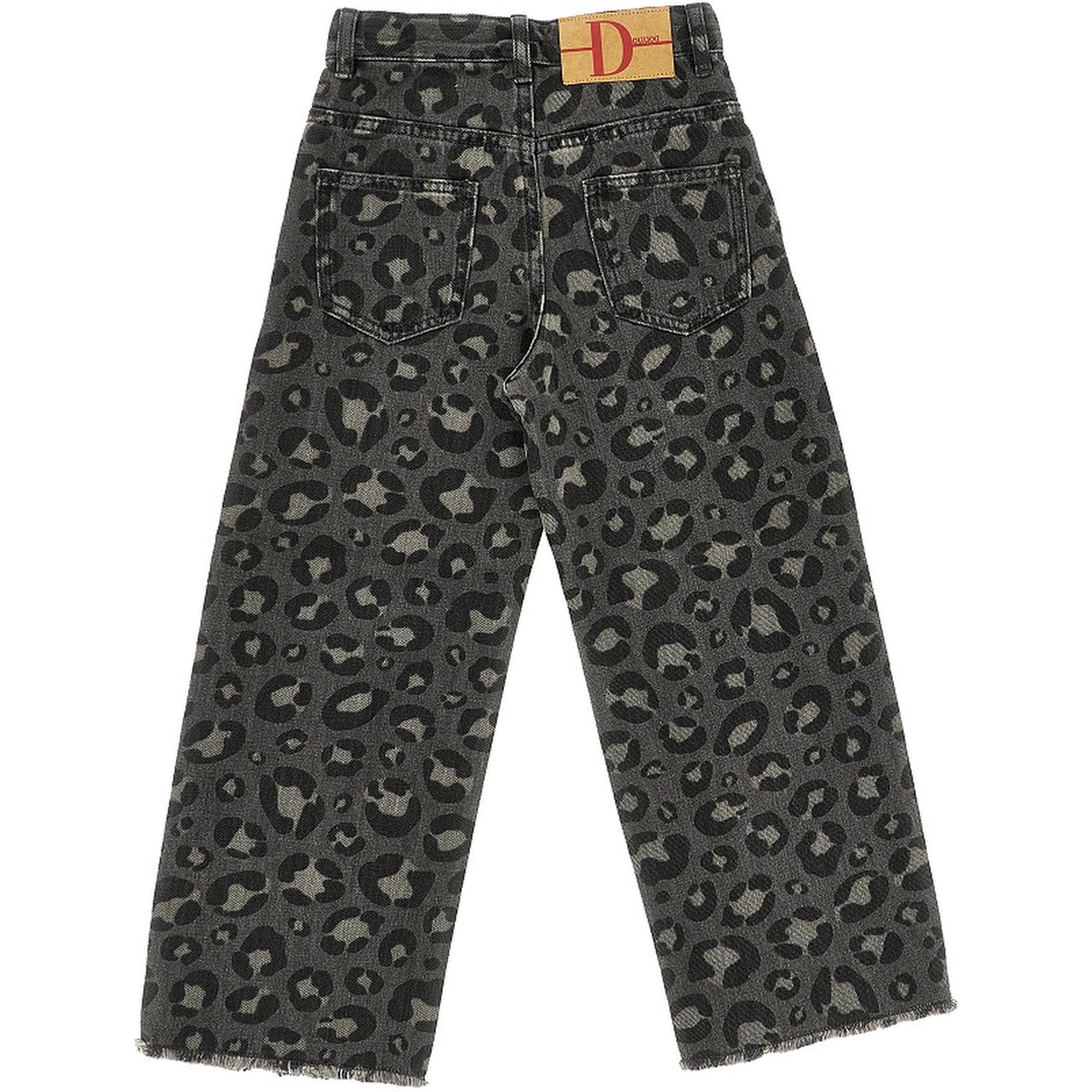 Denim pants with spotted print