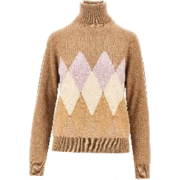 Lozenge cashmere turtleneck sweater
