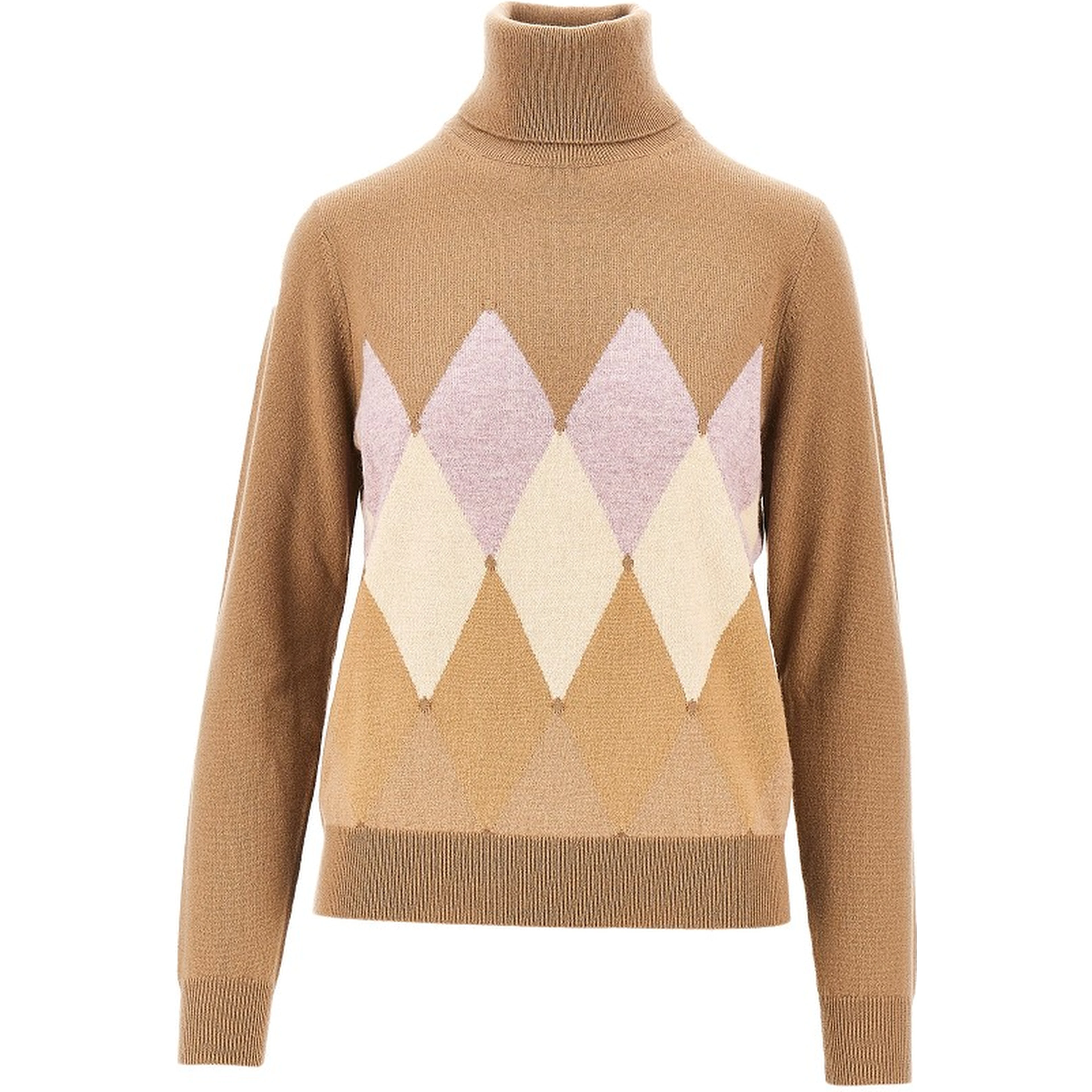 Lozenge cashmere turtleneck sweater