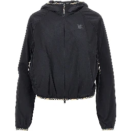 Stretch nylon hooded jacket