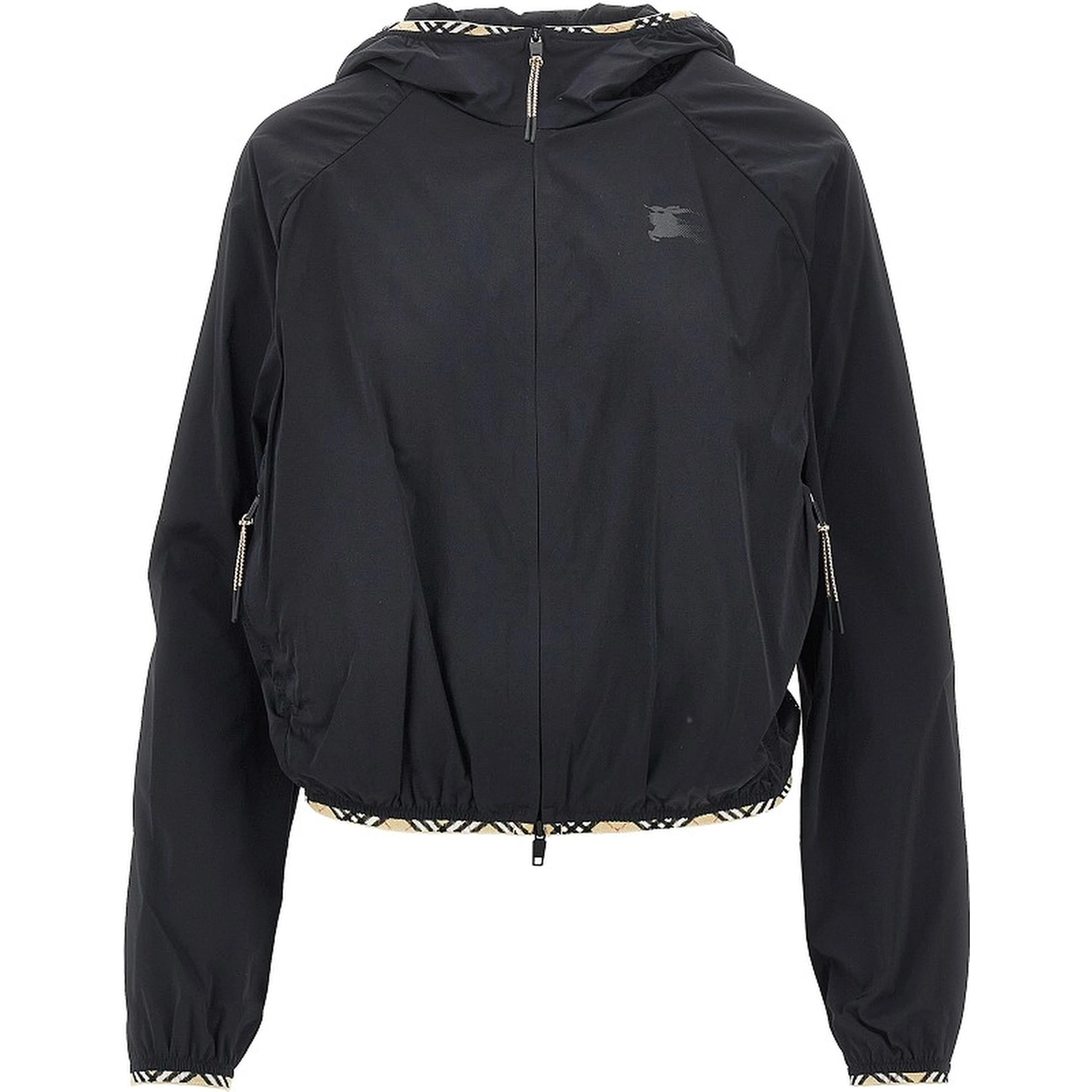 Stretch nylon hooded jacket