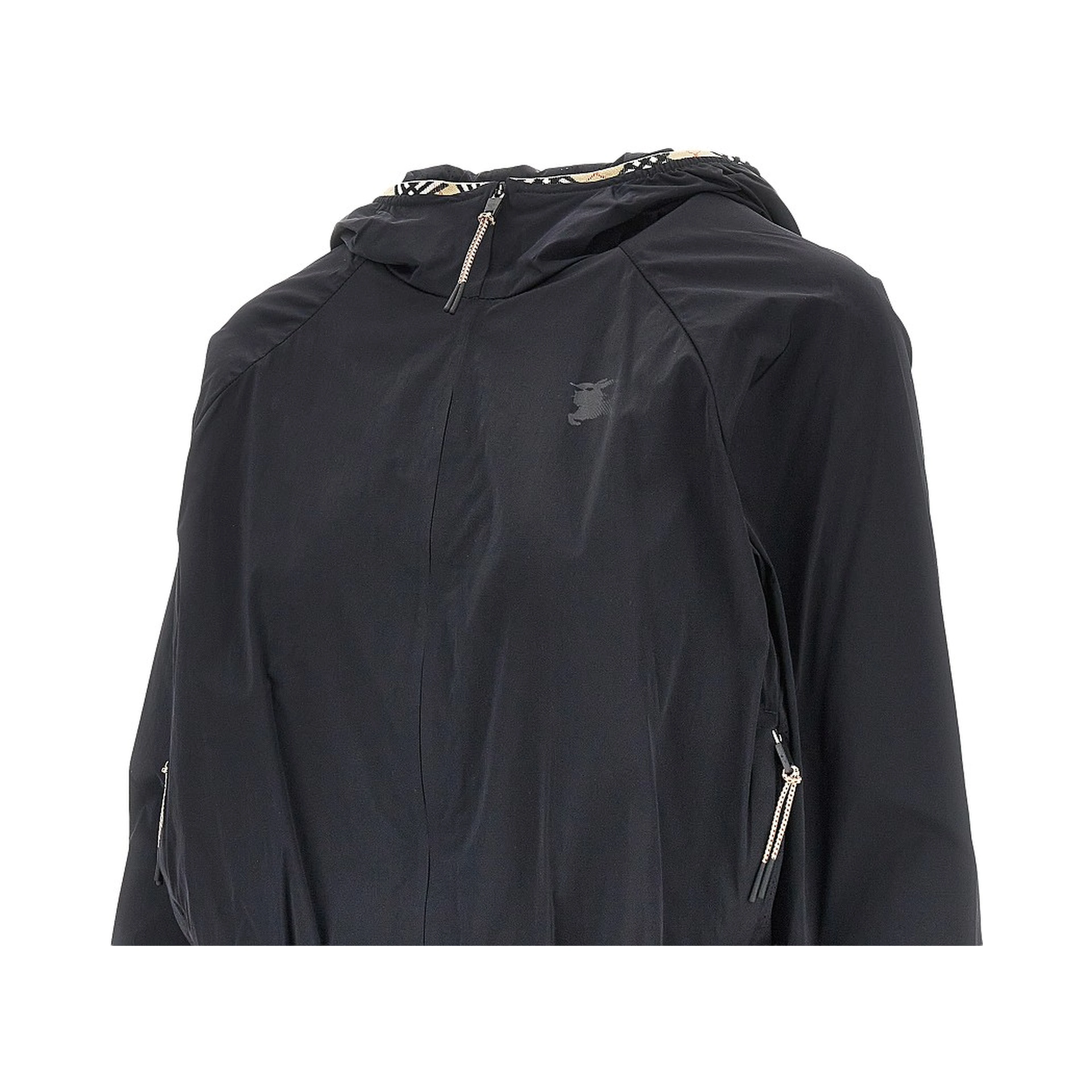 Stretch nylon hooded jacket