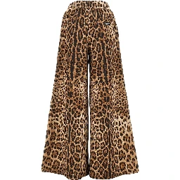 Wide-leg pants with leopard-print