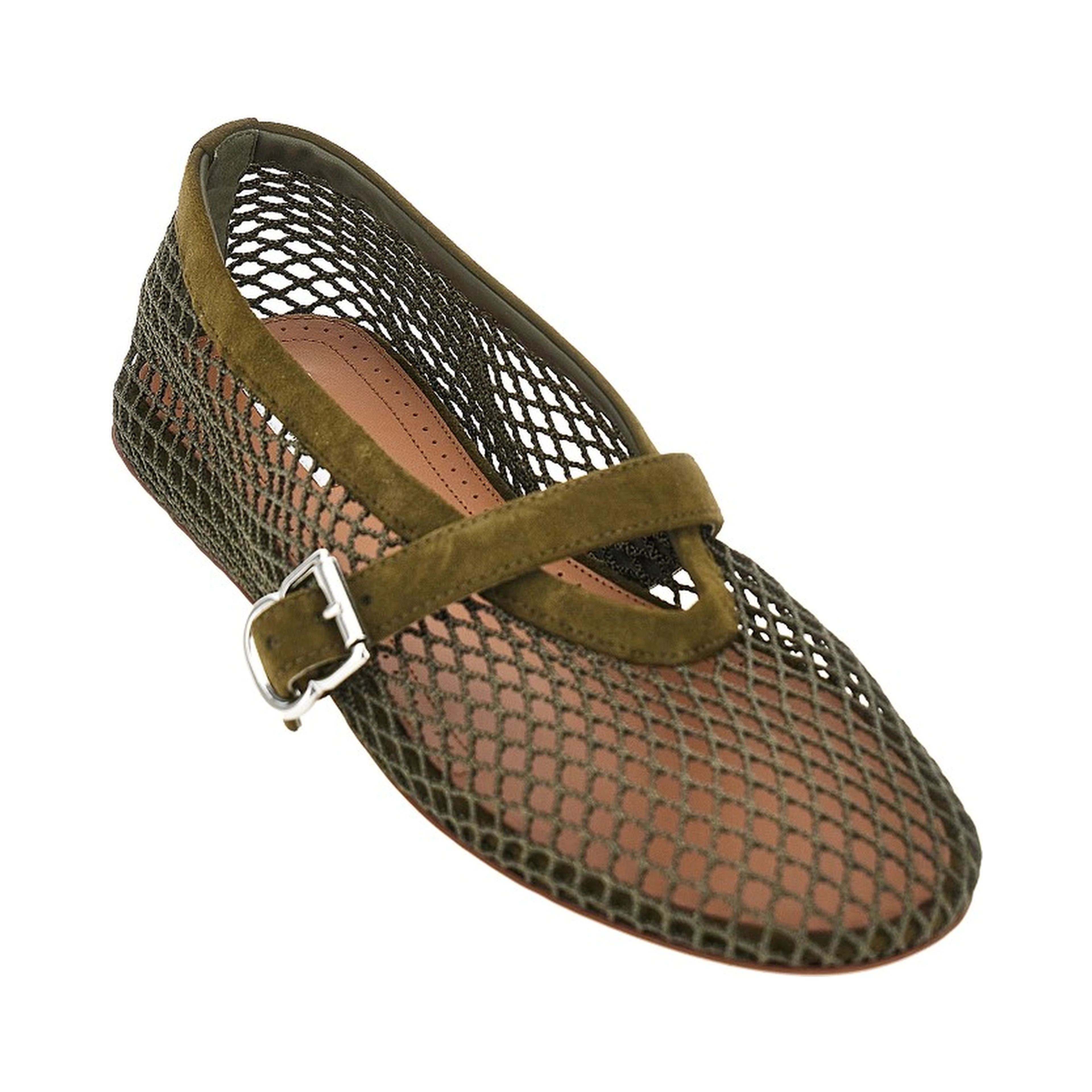 Fishnet ballerina flats