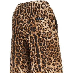 Wide-leg pants with leopard-print