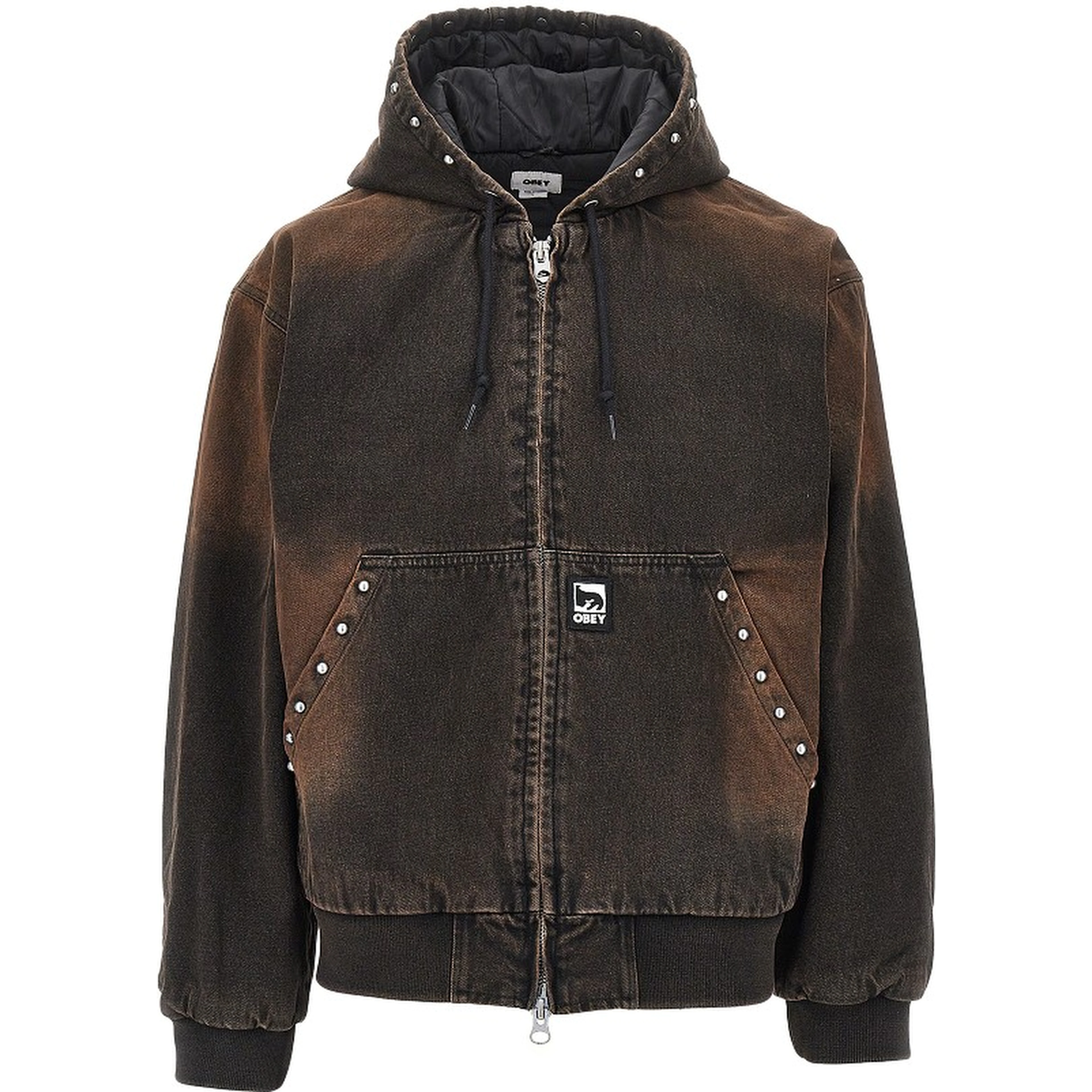 Studded denim blouson jacket
