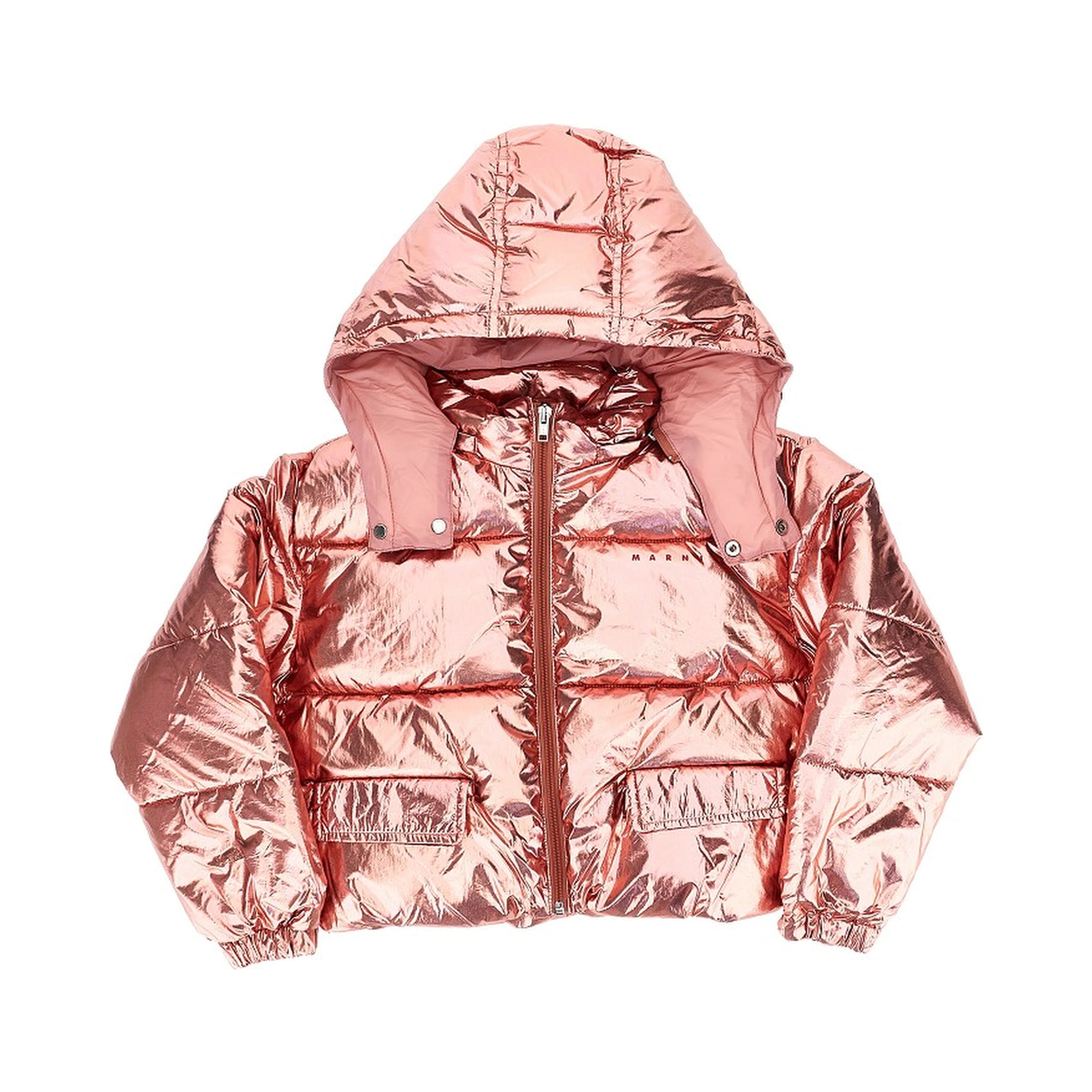 Metallized nylon padded jacket