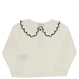 Scalloped collar jersey T-shirt