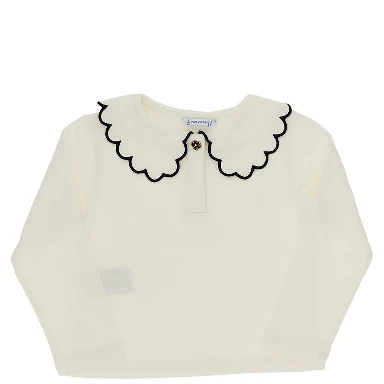 Scalloped collar jersey T-shirt