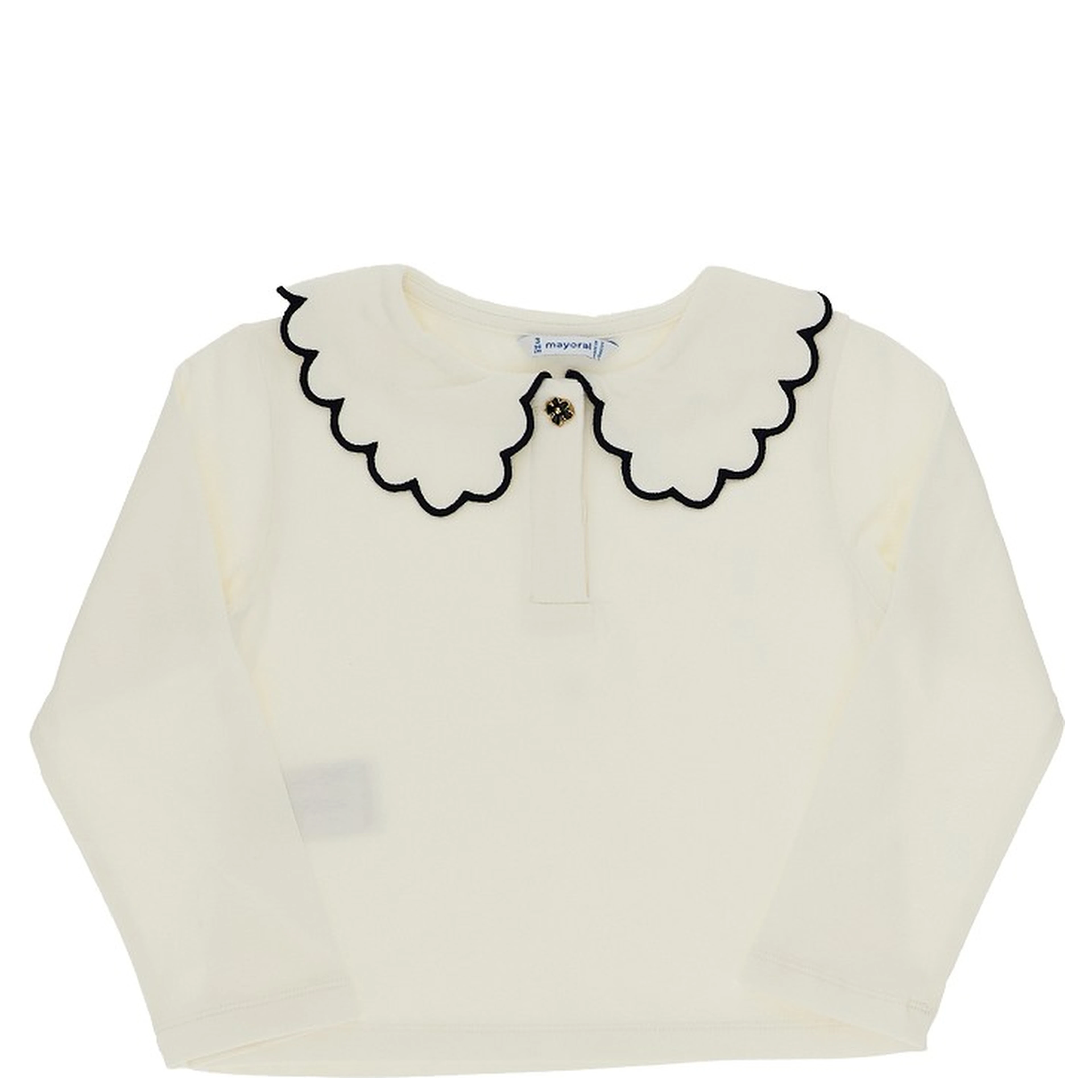 Scalloped collar jersey T-shirt