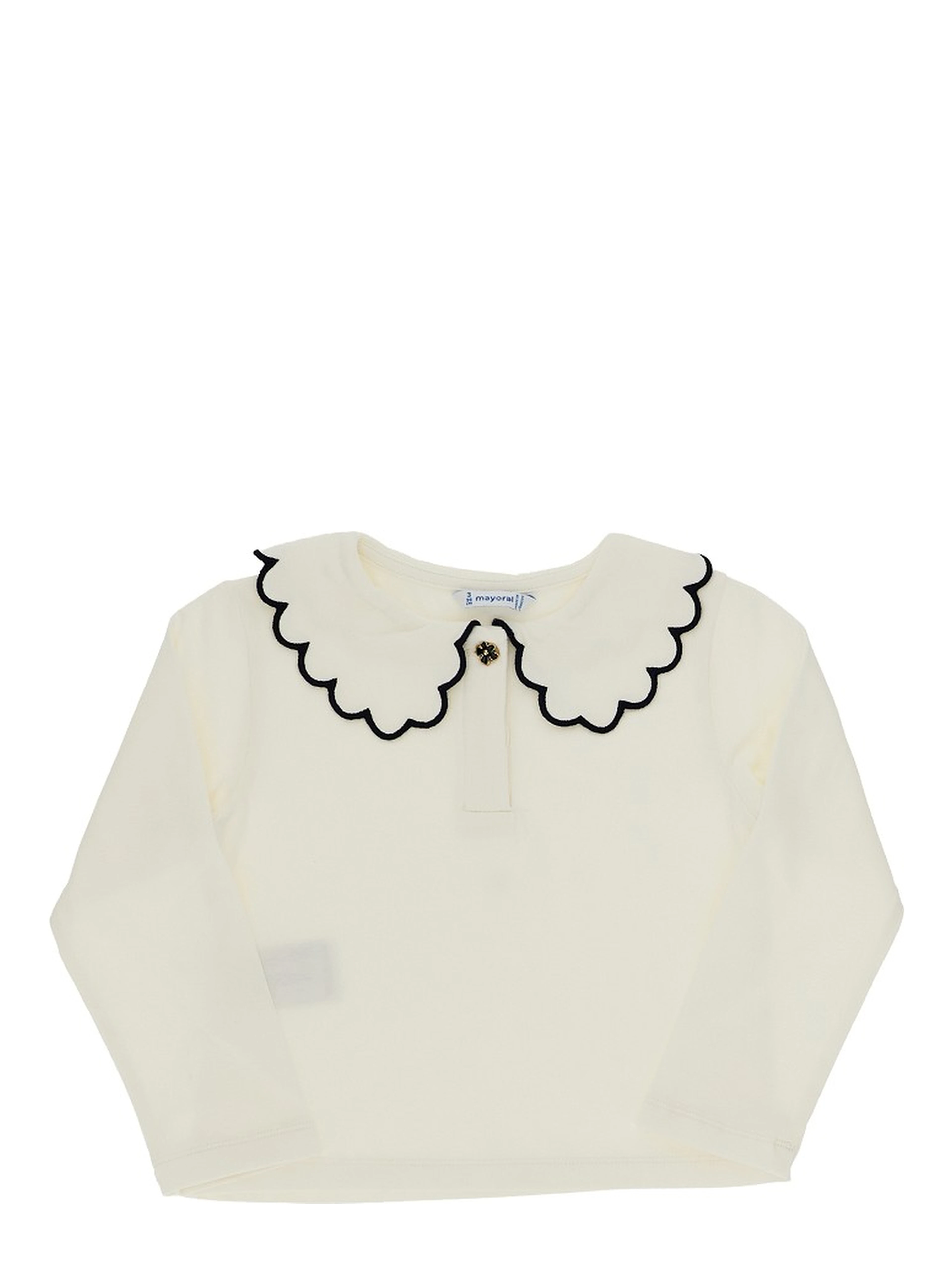 Scalloped collar jersey T-shirt