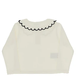 Scalloped collar jersey T-shirt
