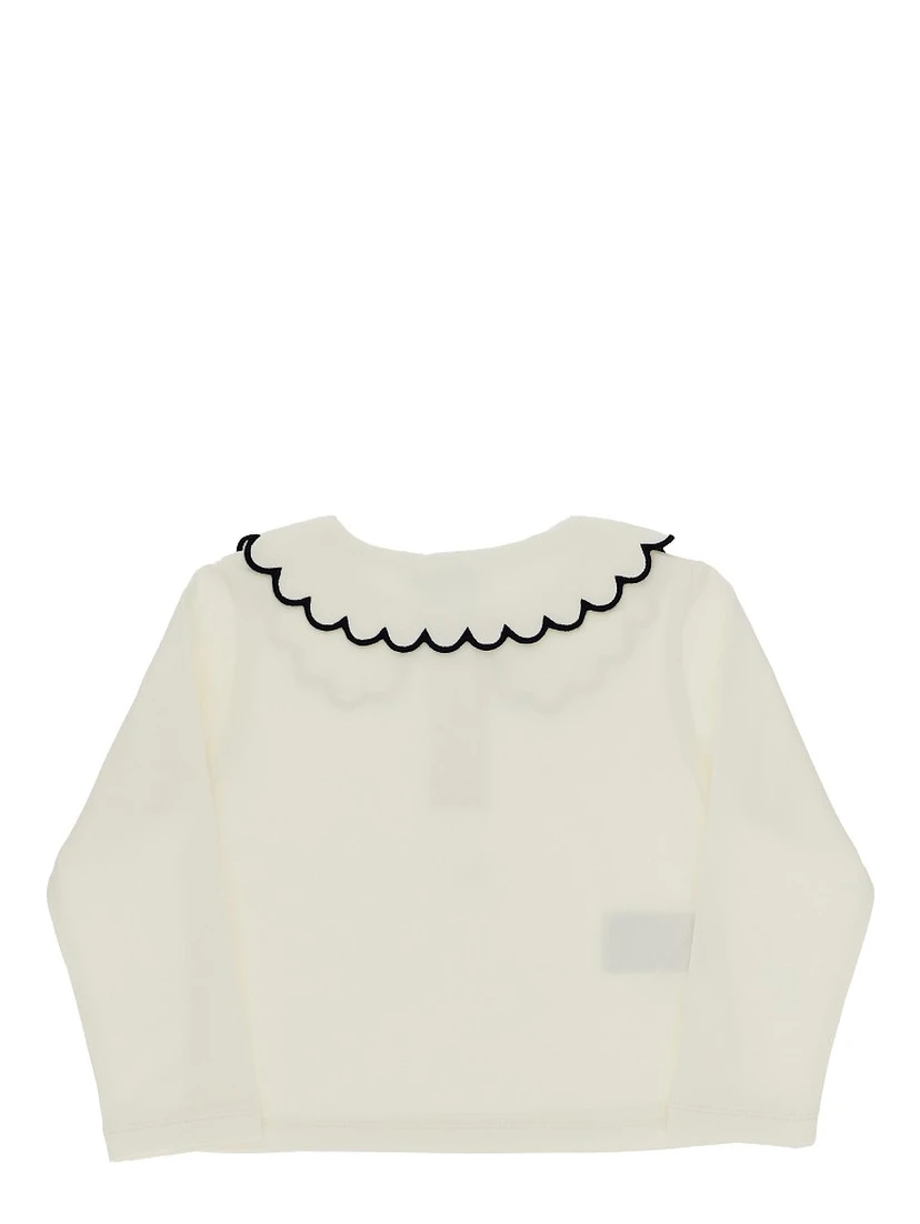 Scalloped collar jersey T-shirt