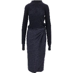 Knitted midi skirt with pinstriped skirt