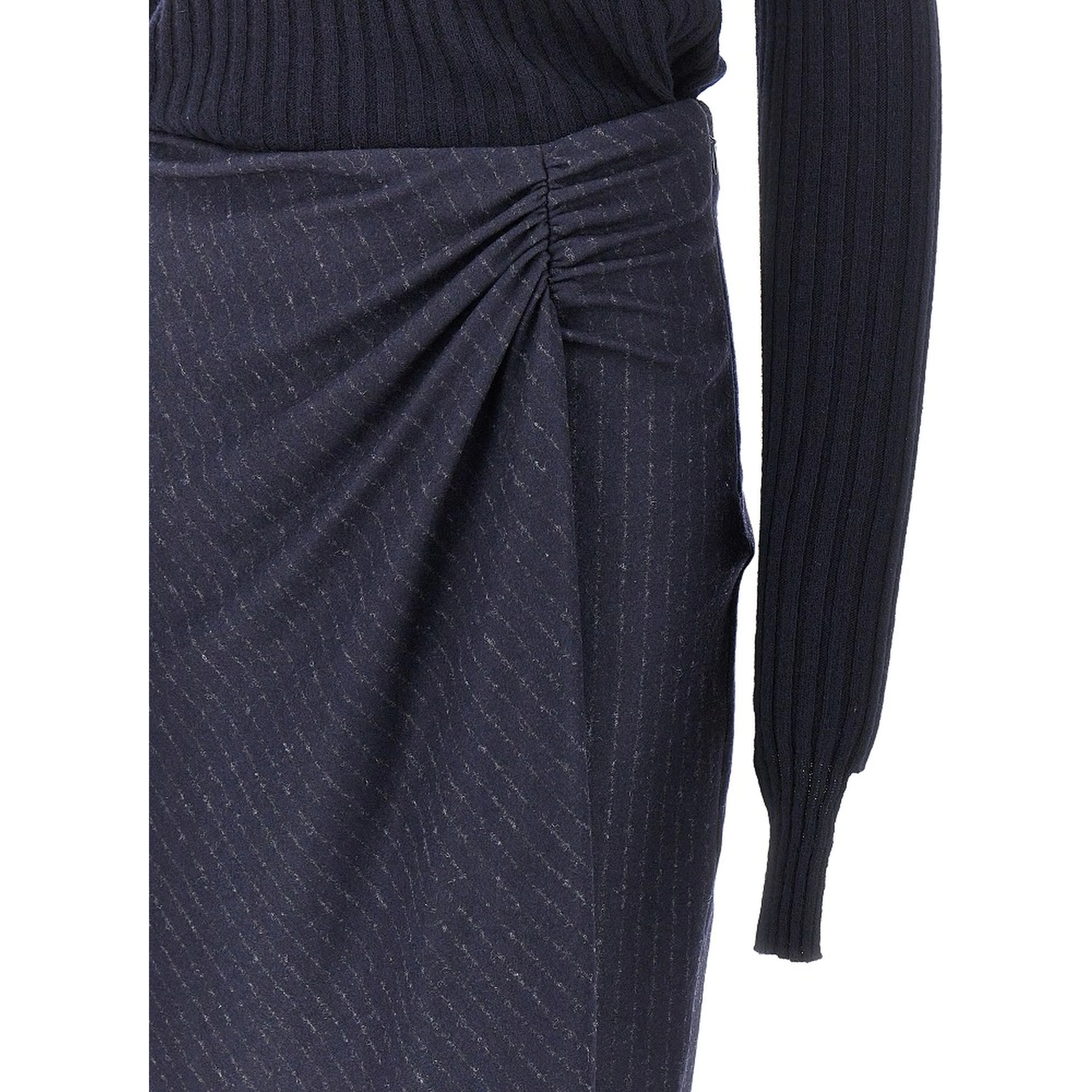 Knitted midi skirt with pinstriped skirt