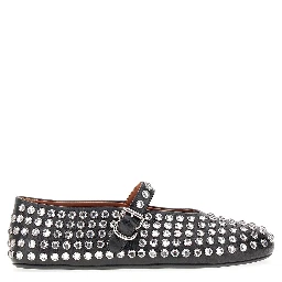 Strass-embellished leather ballerinas