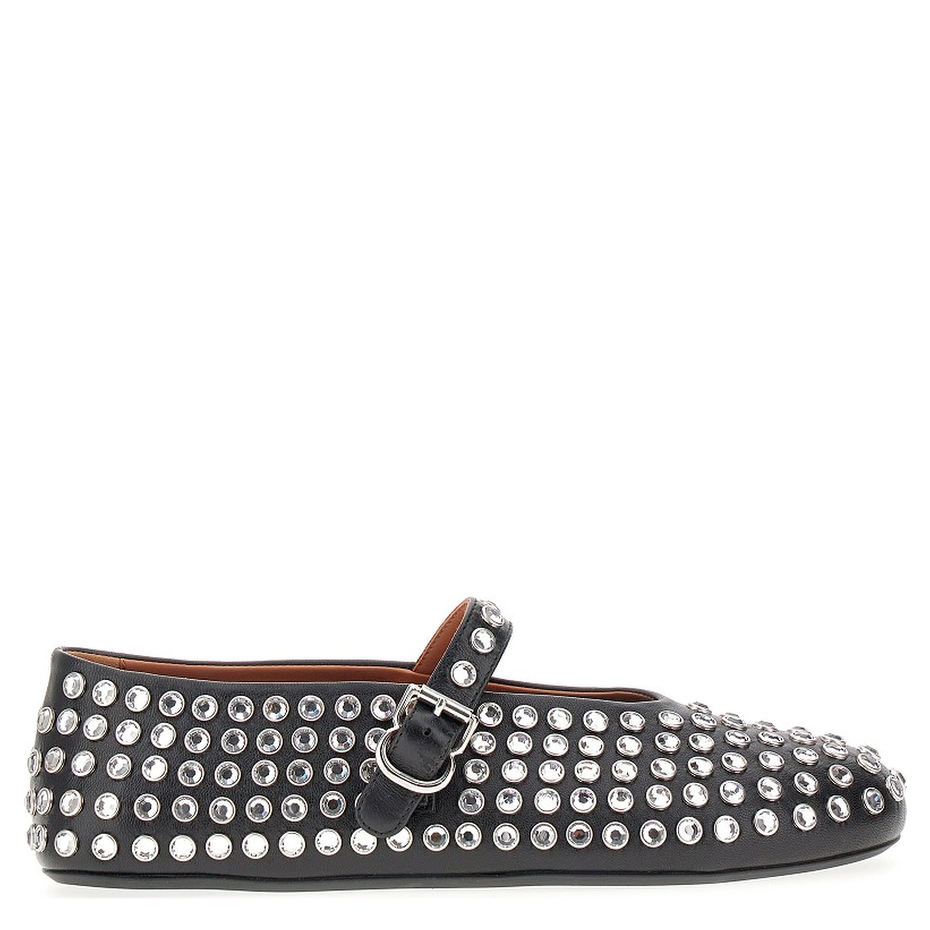 Strass-embellished leather ballerinas
