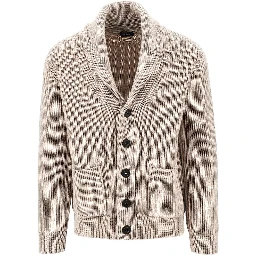 Merino wool cardigan with shawl collar