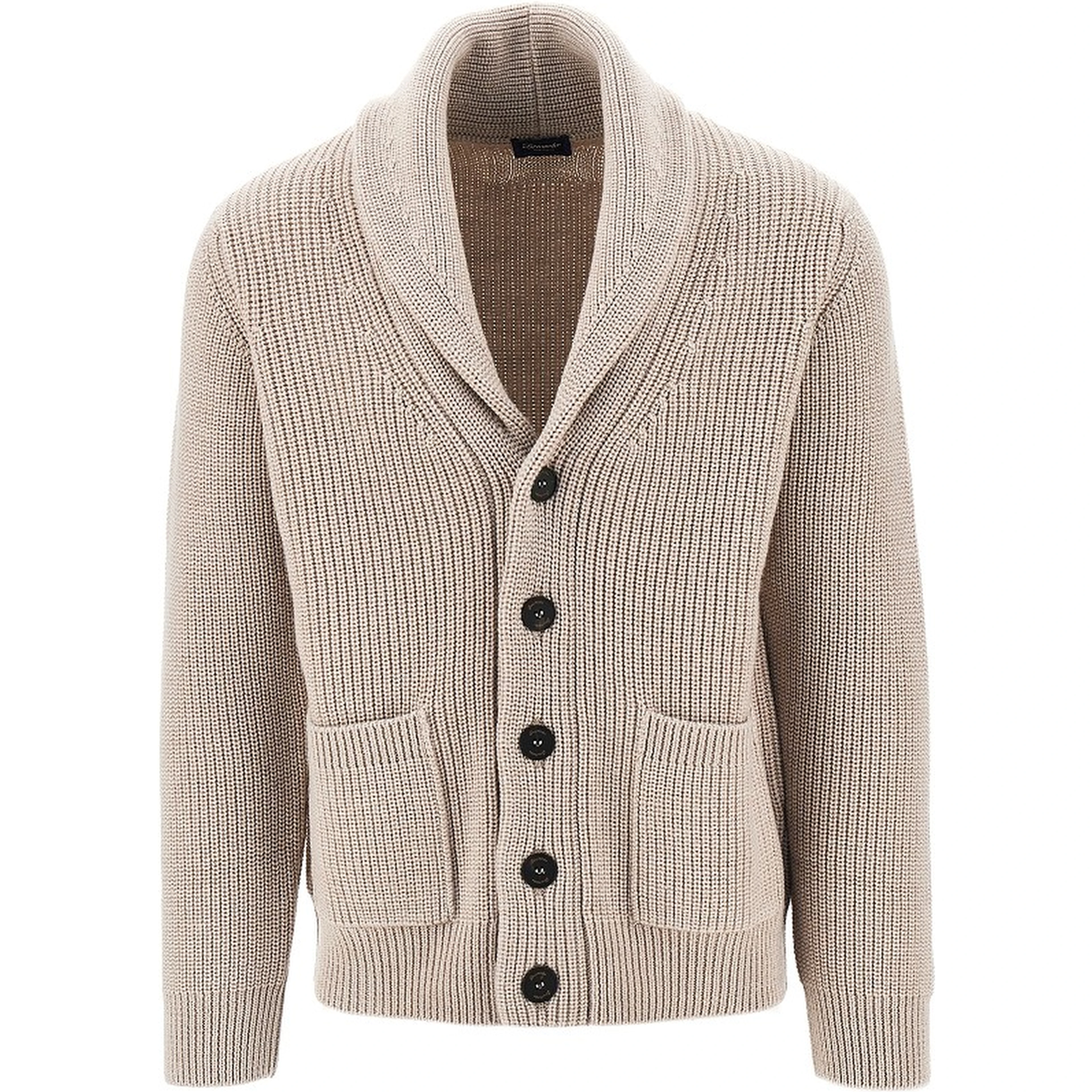 Merino wool cardigan with shawl collar