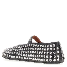 Strass-embellished leather ballerinas