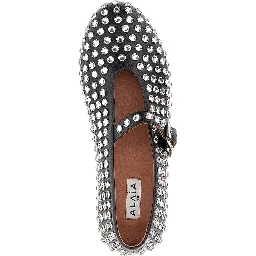 Strass-embellished leather ballerinas
