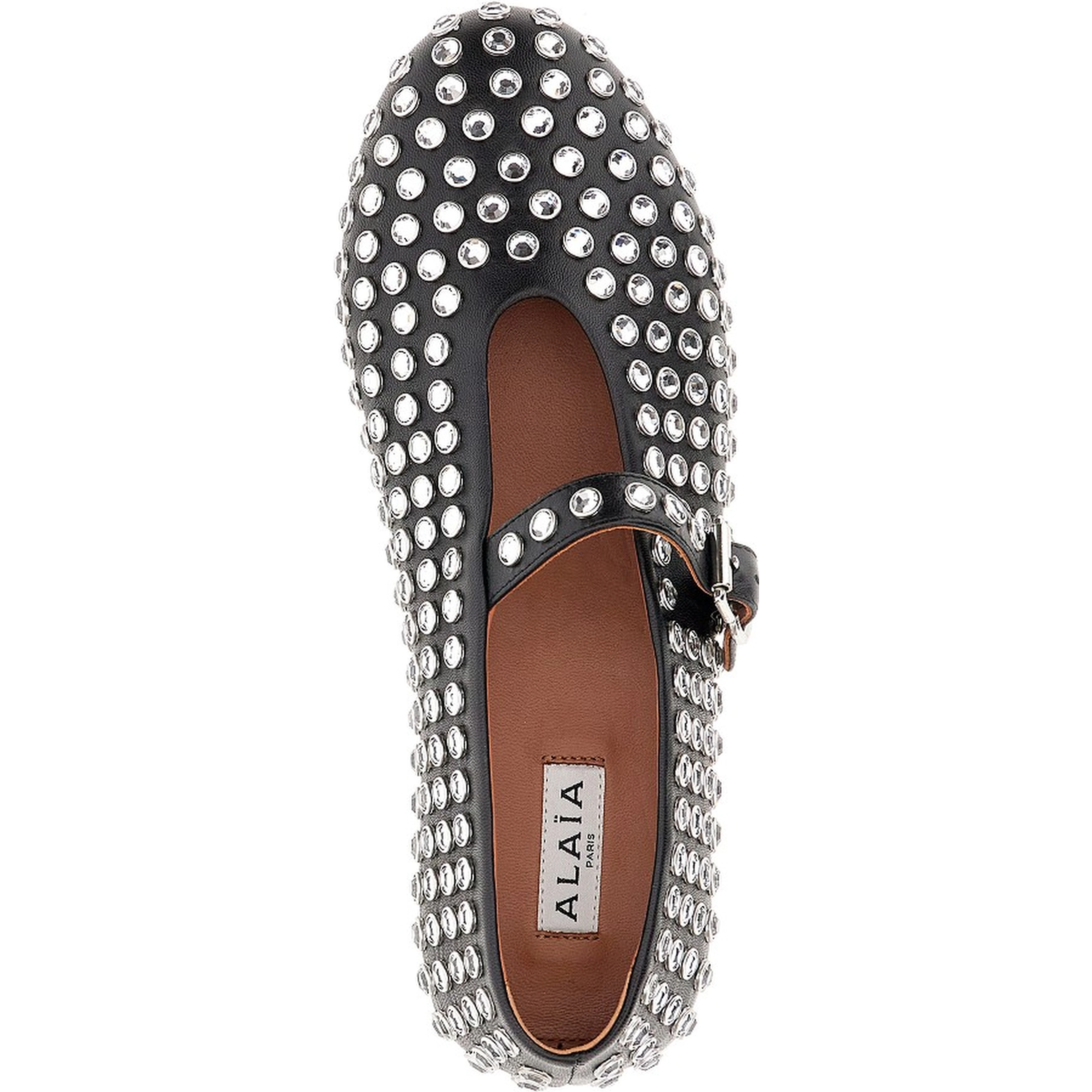Strass-embellished leather ballerinas