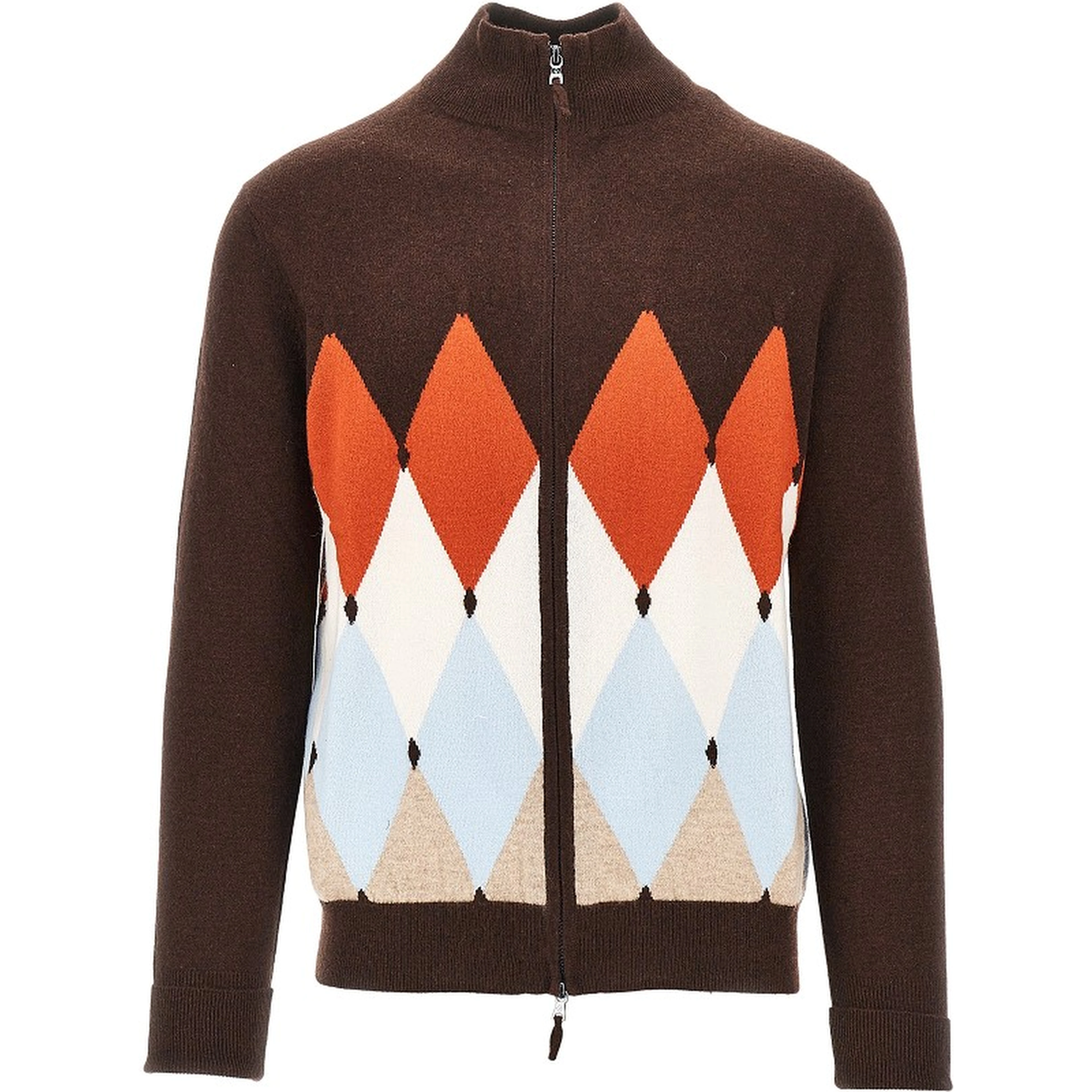 Diamond-shaped cashmere cardigan