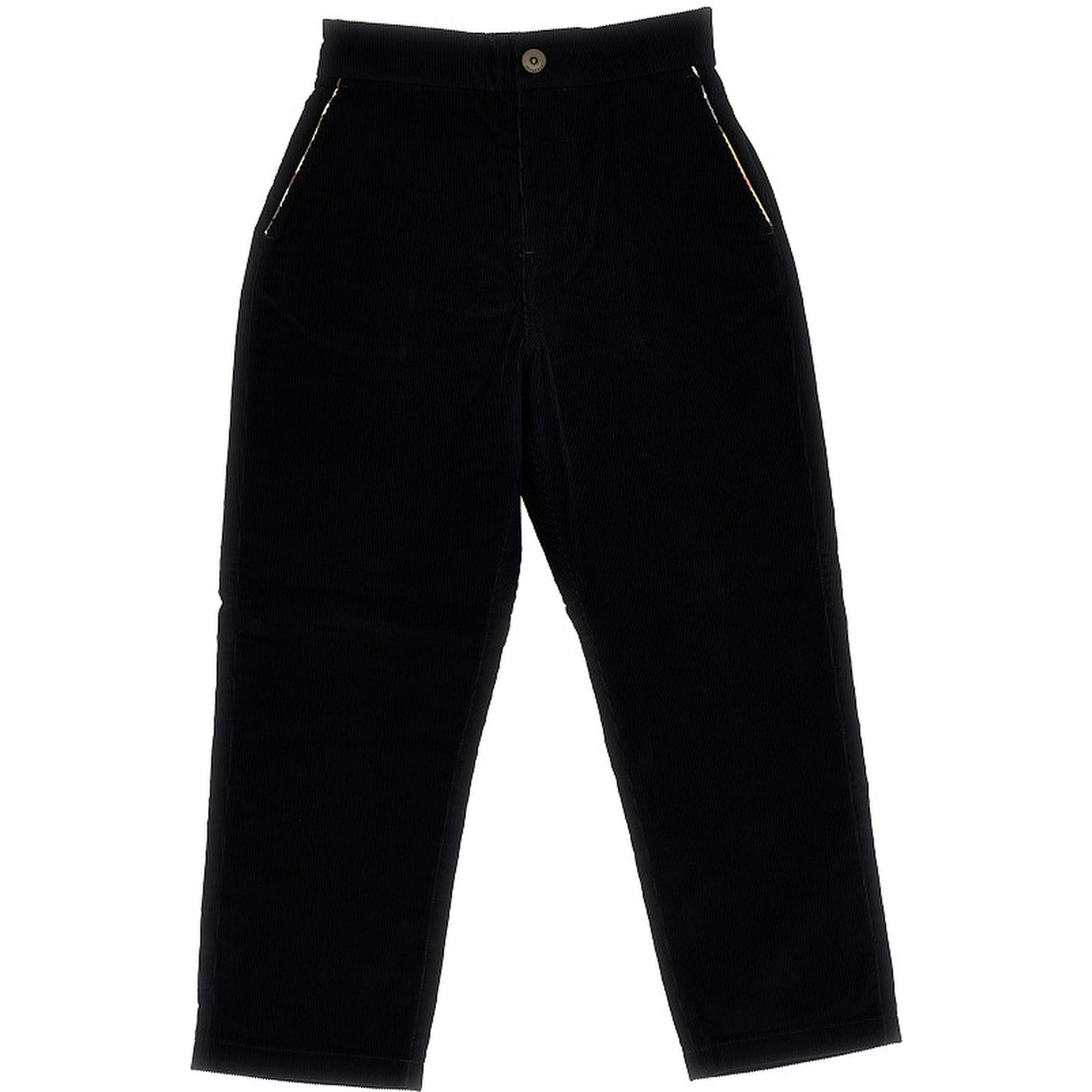 Corduroy pants with Check trimmings