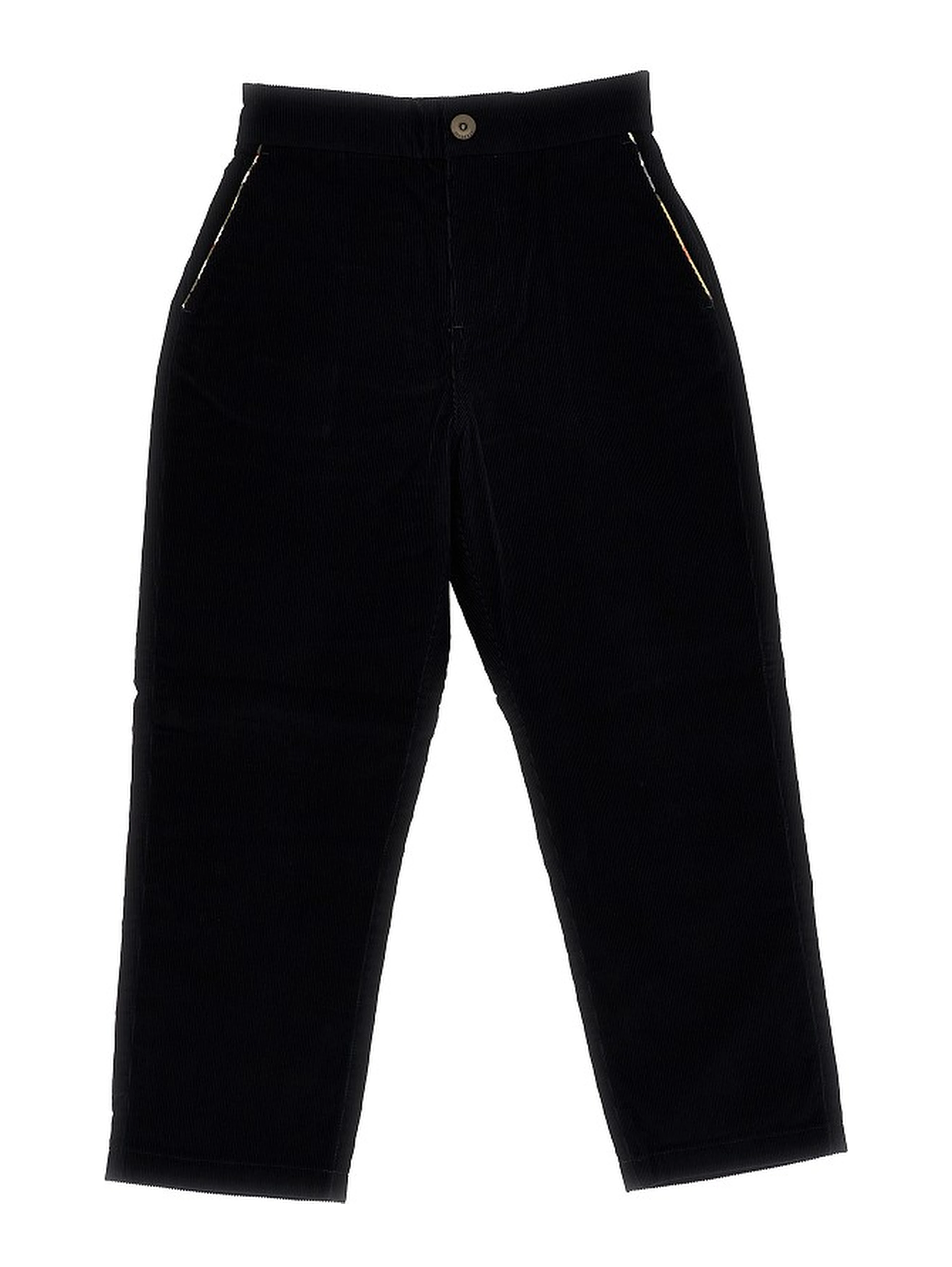 Corduroy pants with Check trimmings