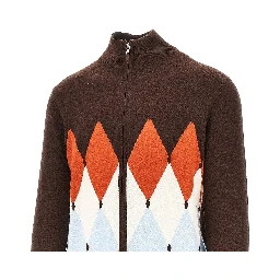 Diamond-shaped cashmere cardigan