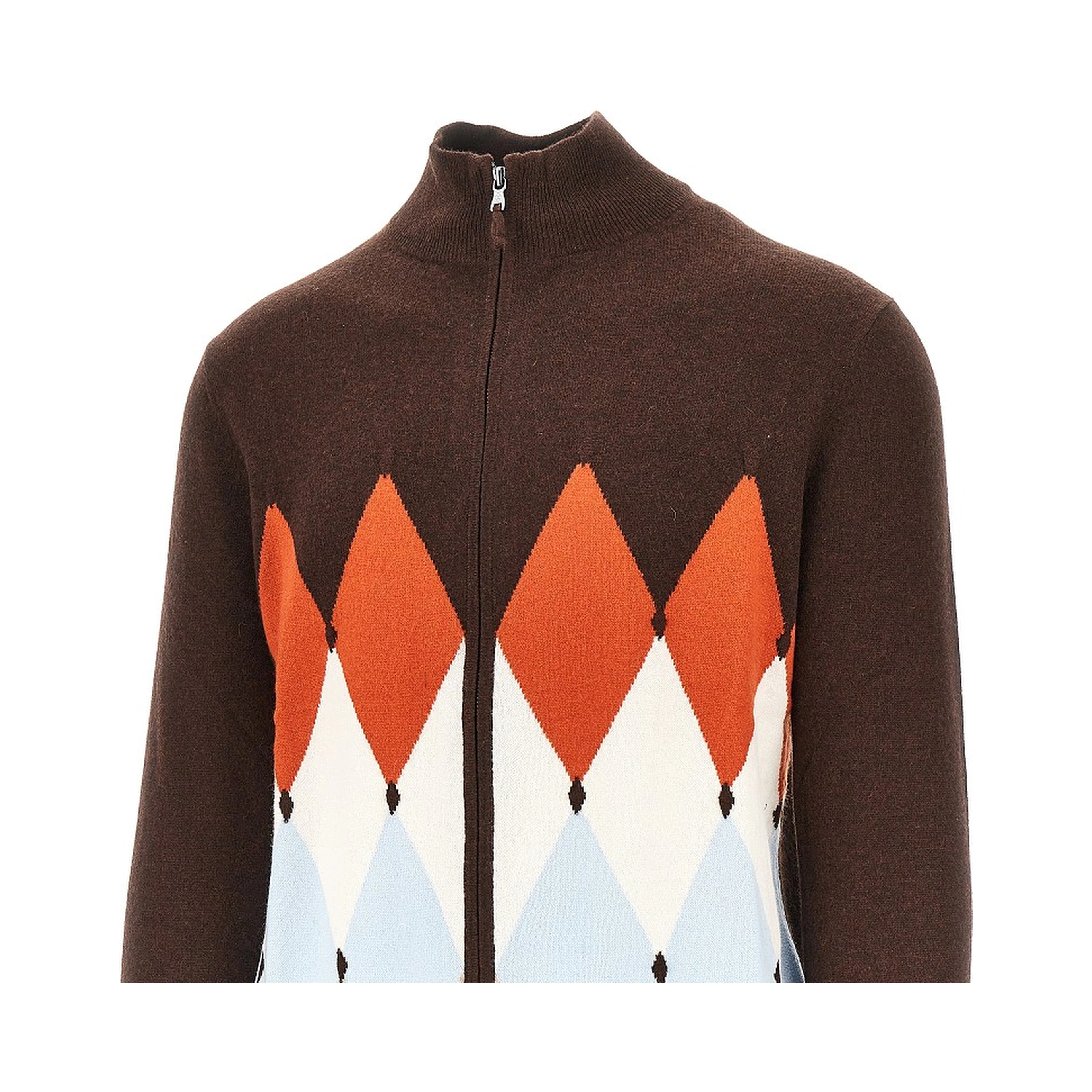 Diamond-shaped cashmere cardigan