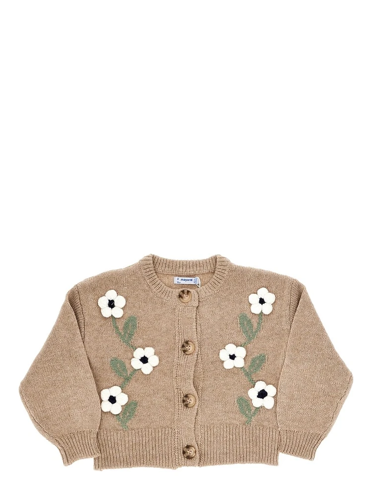 Cotton-blend cardigan with flowers