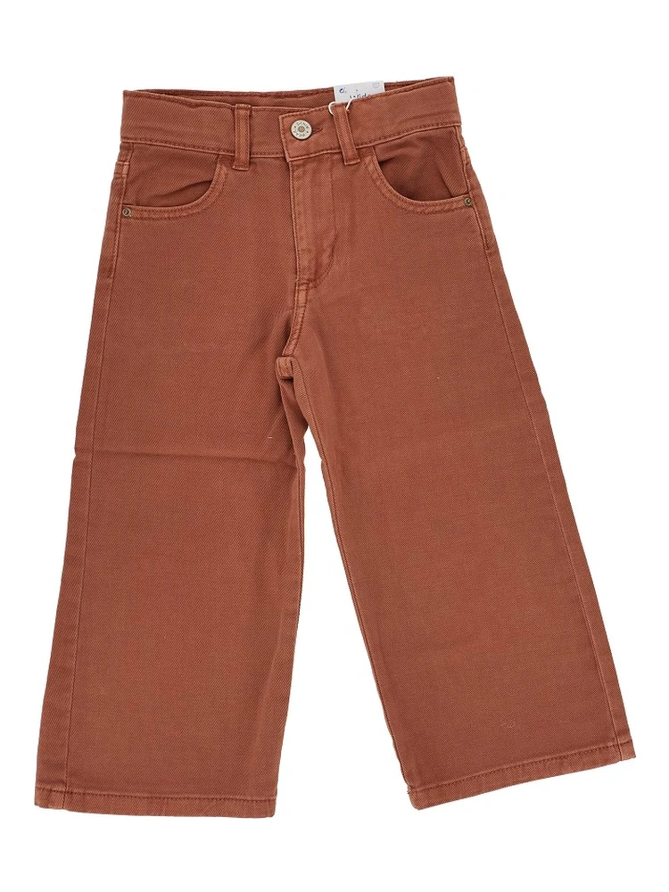 Wide leg twill pants