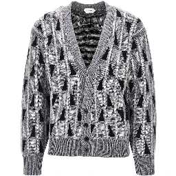 Jacquard wool and cashmere cardigan