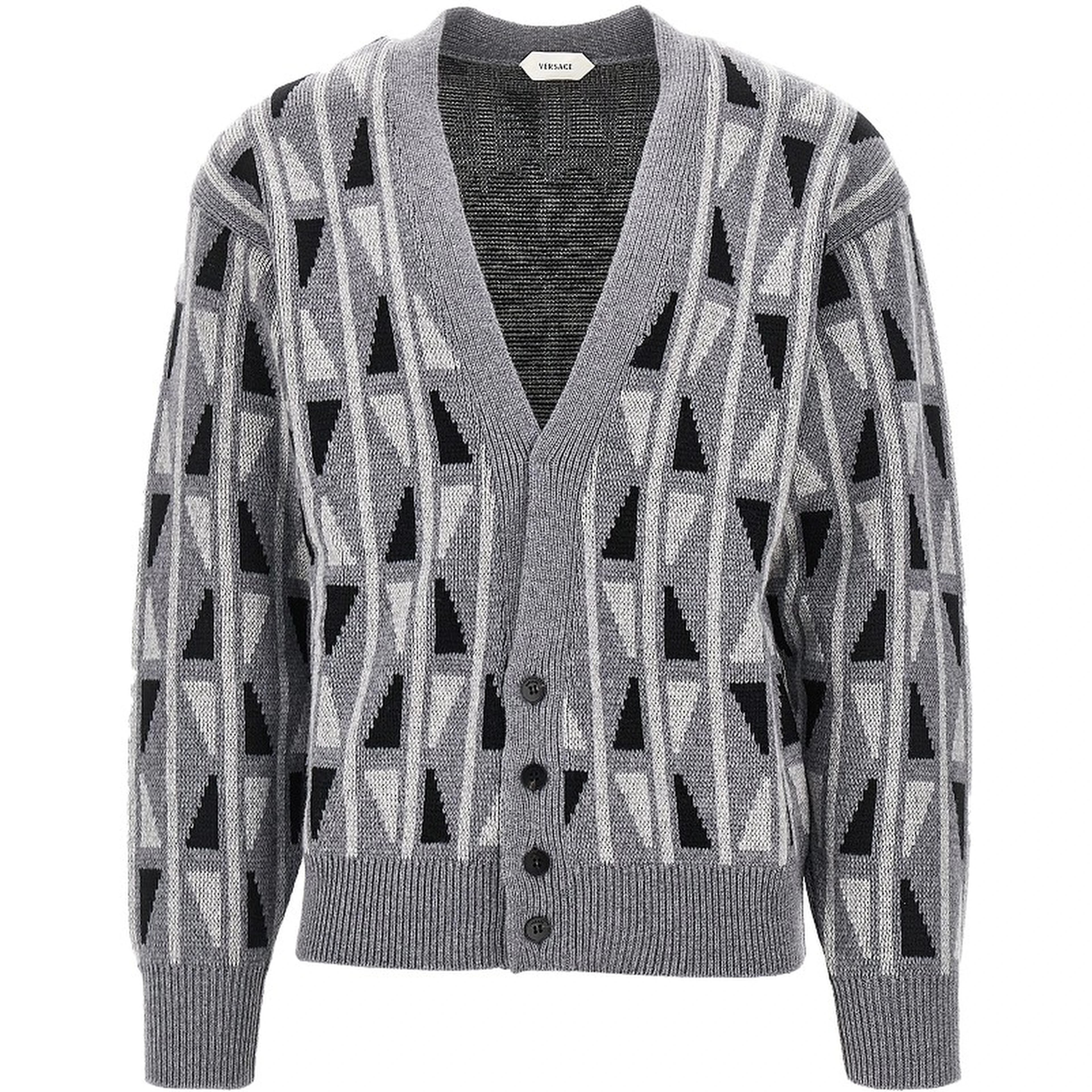 Jacquard wool and cashmere cardigan