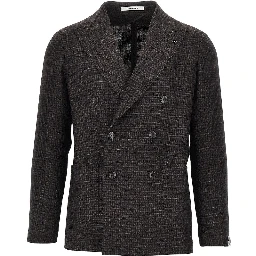 Silk and wool double-breasted jacket