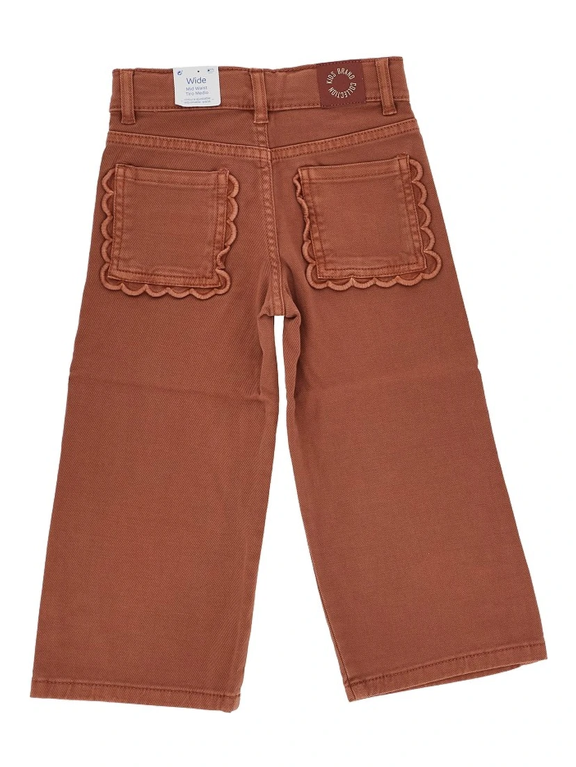 Wide leg twill pants