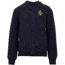 Wool sweater with embroidered patch