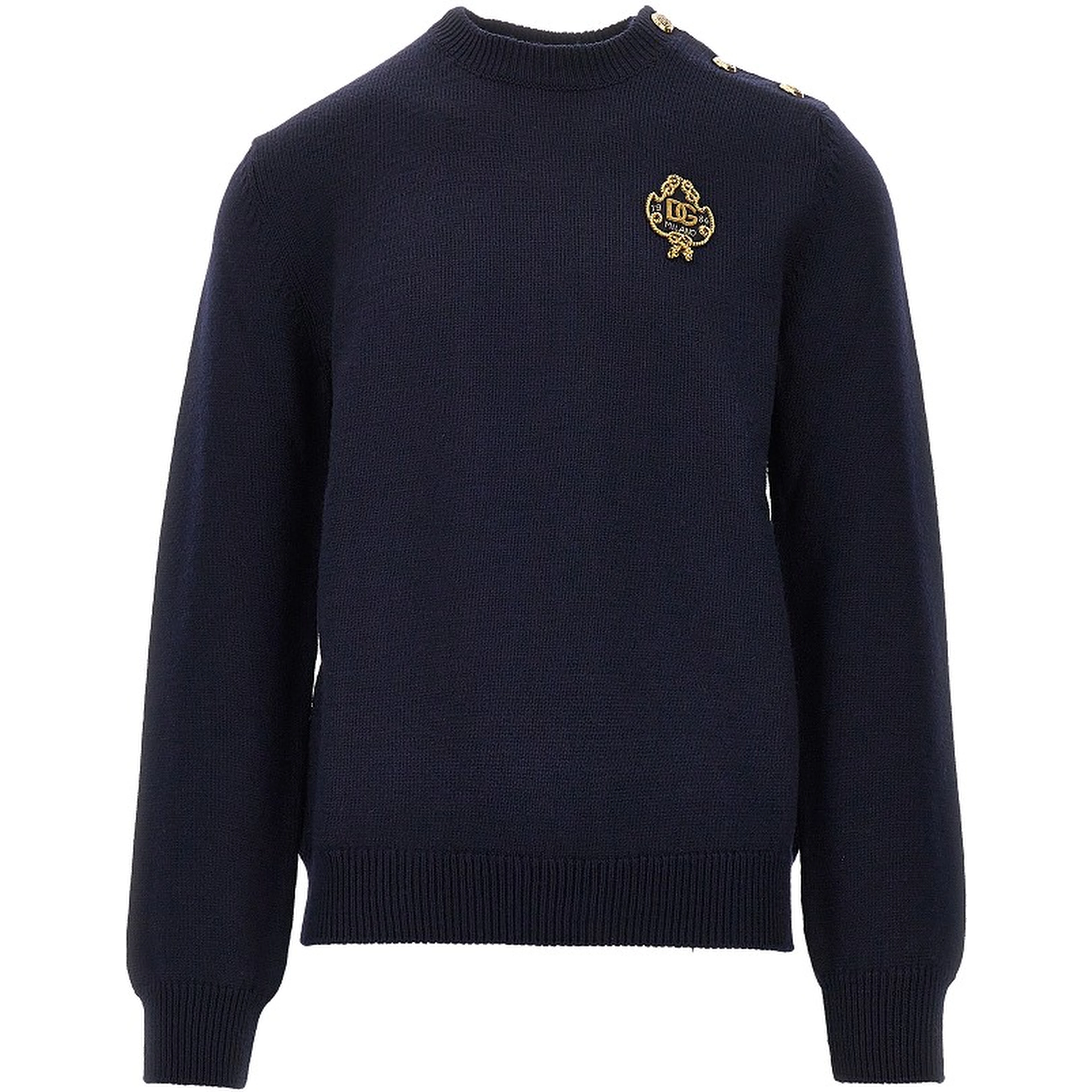 Wool sweater with embroidered patch