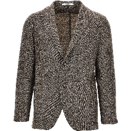 Mouliné wool-blend single-breasted jacke